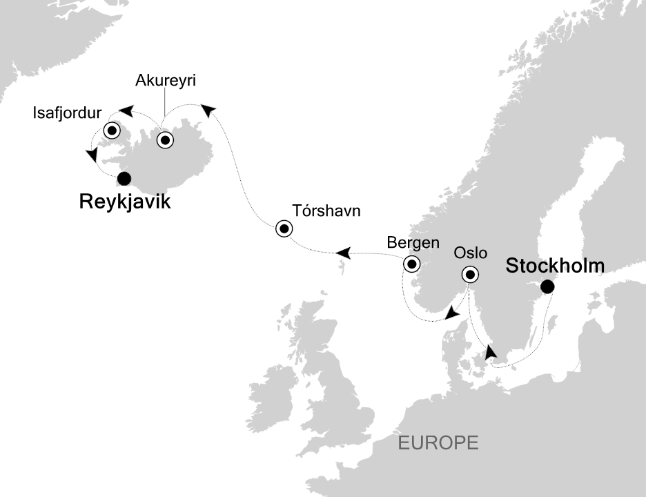 Northern Europe & British Isles Cruise Itinerary Map